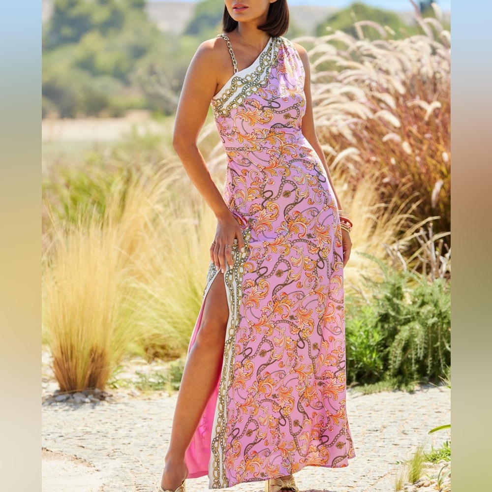 🌸New Listing🌸Boston Proper Status Chain One Shoulder Dress Size10 brand New - Picture 1 of 6